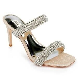 NIB Badgley Mischka Sade Jeweled Double Banned Stiletto Sandals Gold Size 10